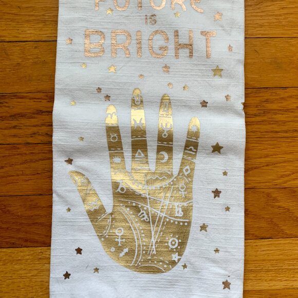 The Future Is Bright Dish Towel Anthropologie Gold Foil - Picture 2 of 5